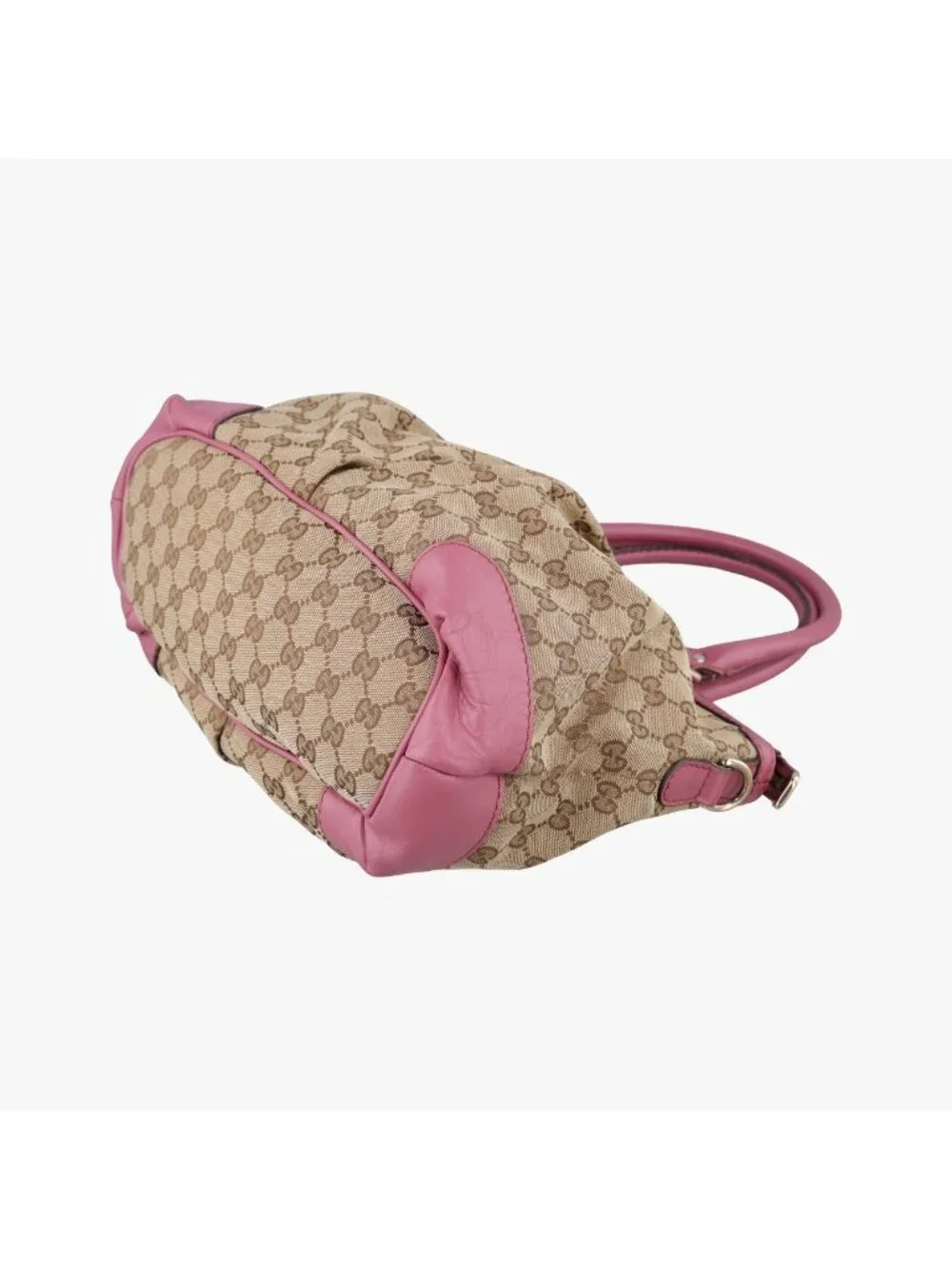 Gucci Sukey Beige Pink Canvas Leather Shoulder Bag